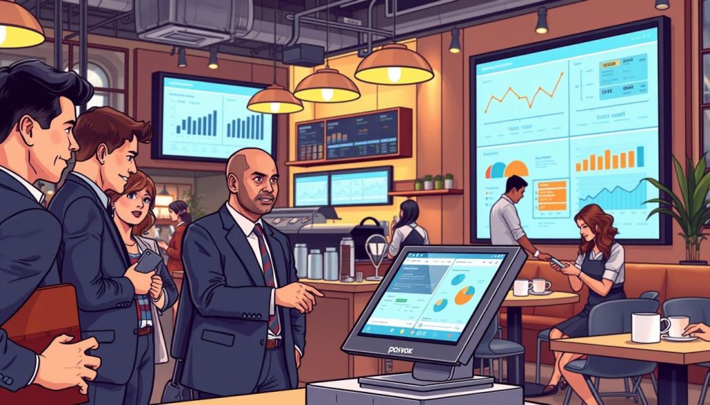 Analyzing reporting and analytics capabilities in a high-volume cafe environment