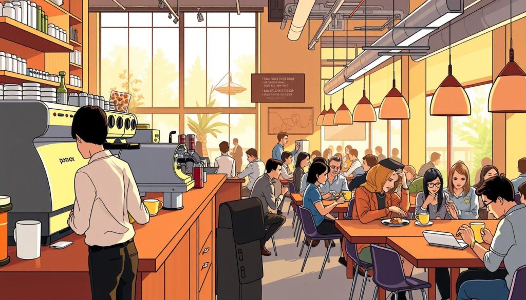 high-volume cafe environment