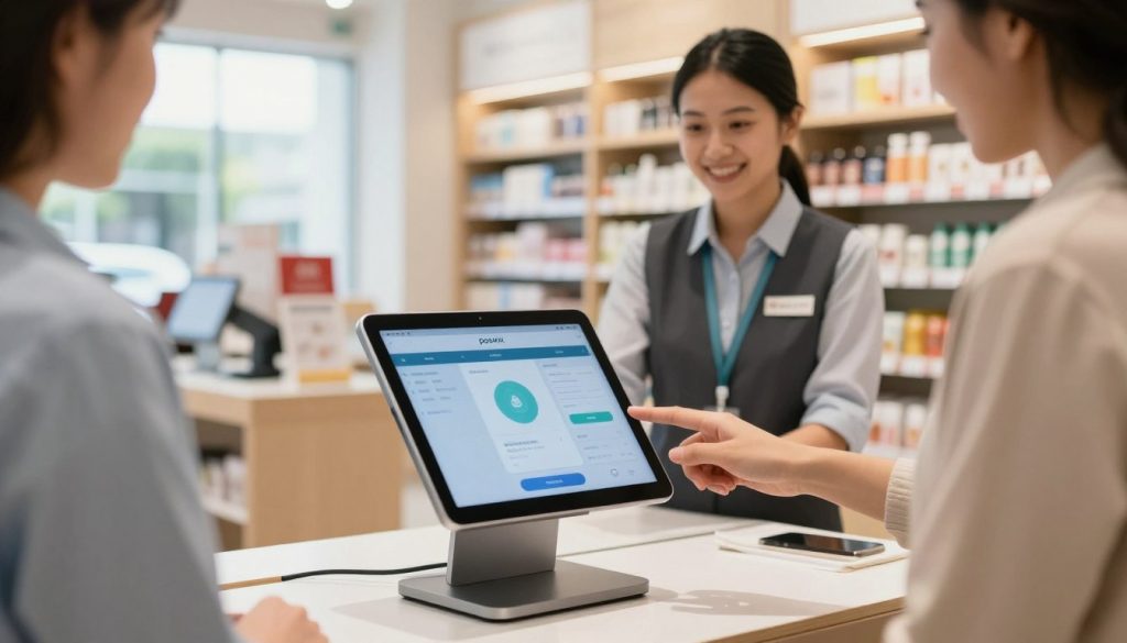Setting up a mobile tablet as a cash register in a Singapore retail store